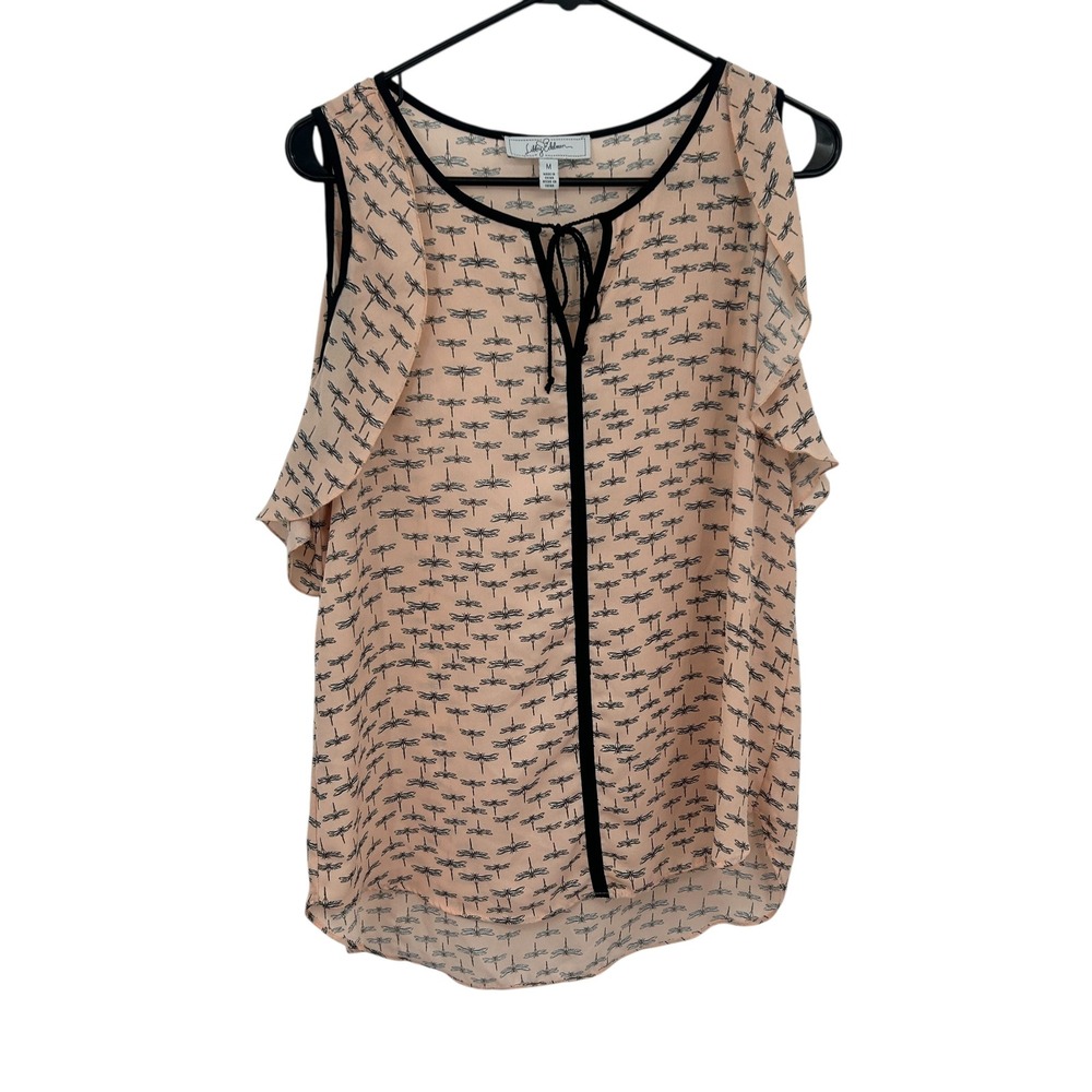 Dragonfly Cold Shoulder Blouse‎ M Sheer Fairy Indie Y2K Romantic Tunic
